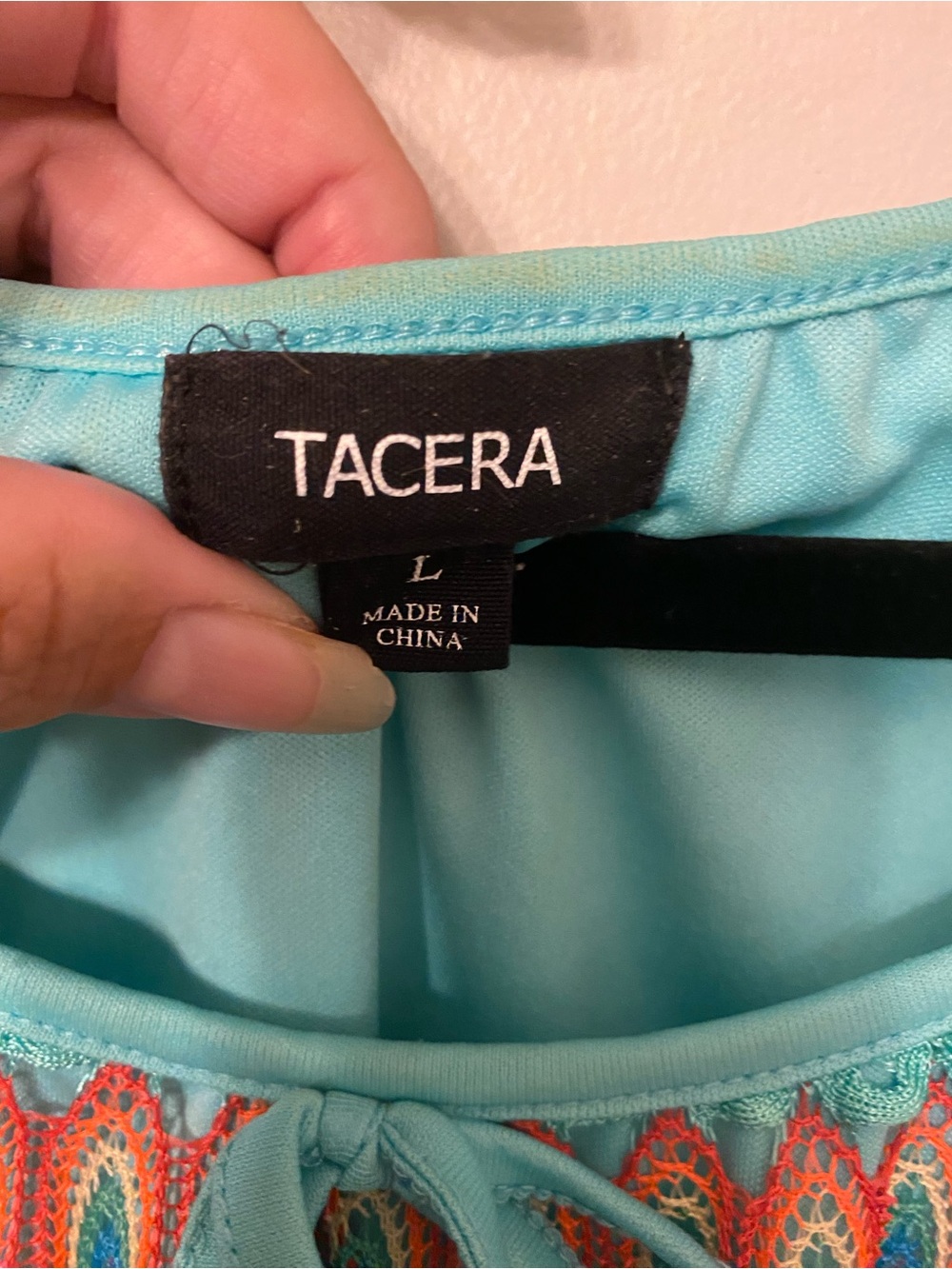 Tacera Turquoise Multicolor Smocked Peasant Top - Picture 2 of 4